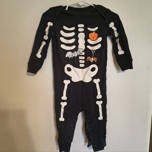 Black Skeleton Halloween Baby One-Piece